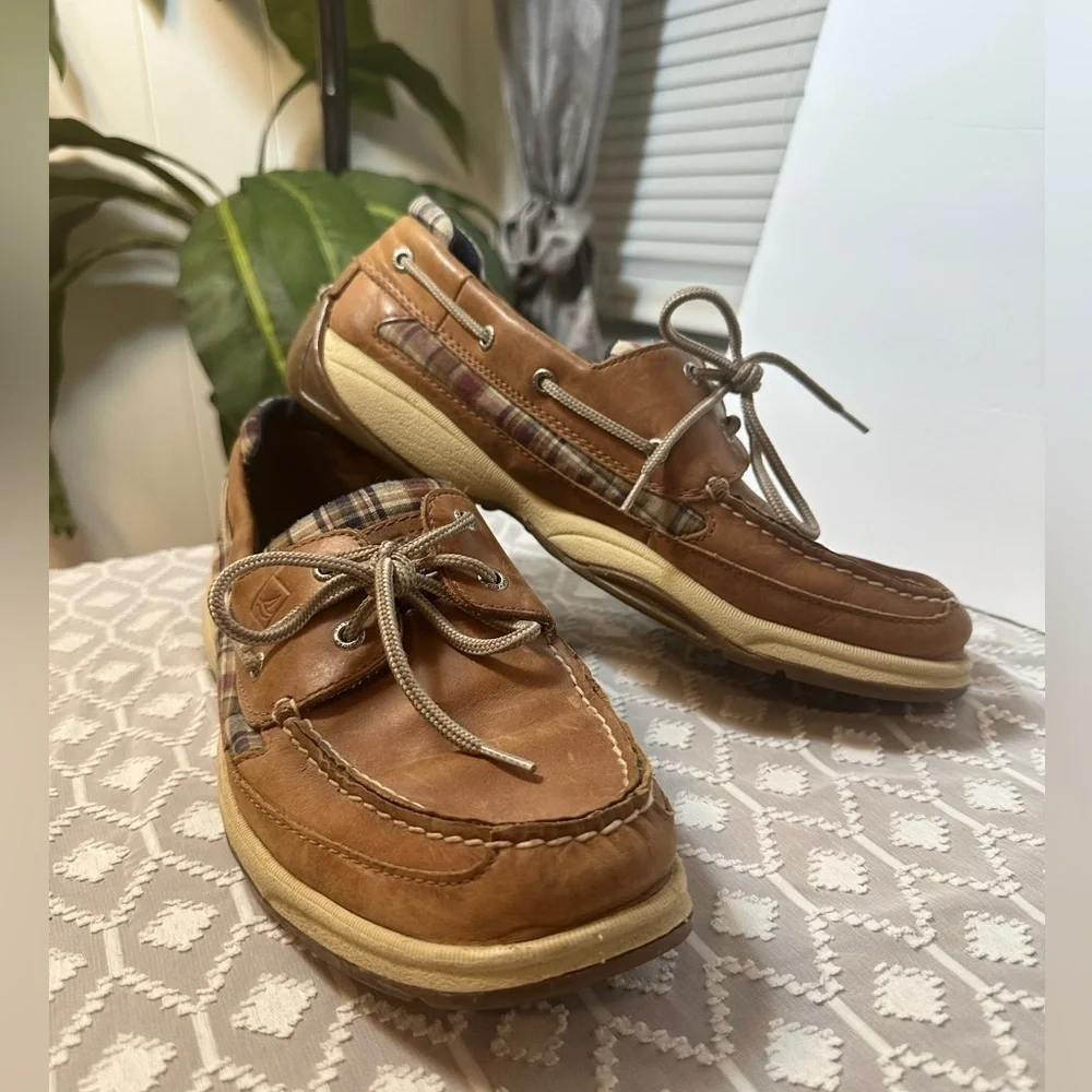 Men’s Madras Plaid Lanyard Sperry Topsider Loafers Size 12